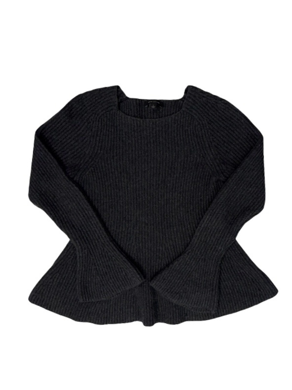 Ann Taylor Black Ribbed Peplum Sweater